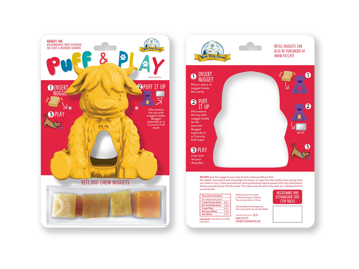 Yeti Dog Chew Puff & Play Treat Dispenser Yellow