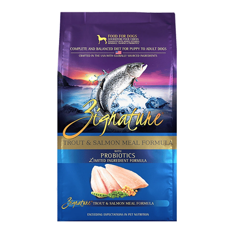 ZIGNATURE DOG ORIGINAL GRAIN FREE TROUT & SALMON FORMULA WITH PROBIOTICS