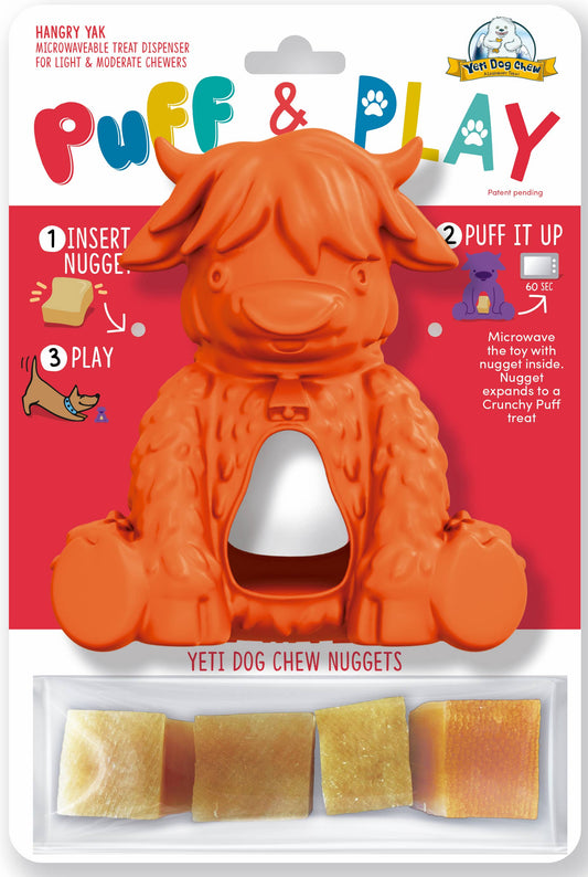 Yeti Dog Chew Puff & Play Treat Dispenser Orange