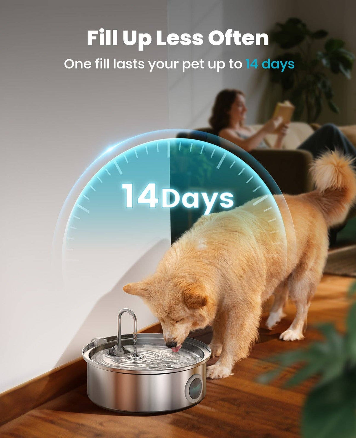 Oneisall 7L Pet Water Fountain with Visual Water Level