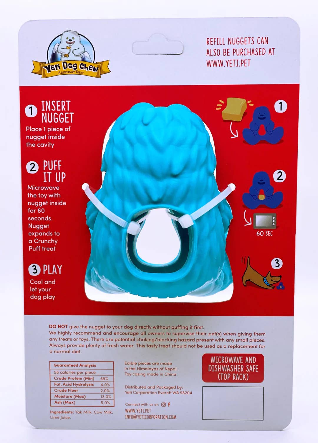 Yeti Dog Chew Puff & Play Treat Dispenser Blue