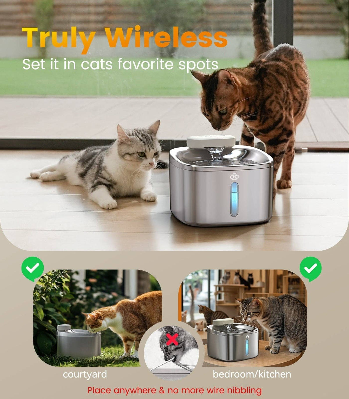 Oneisall 7L Pet Water Fountain with Visual Water Level