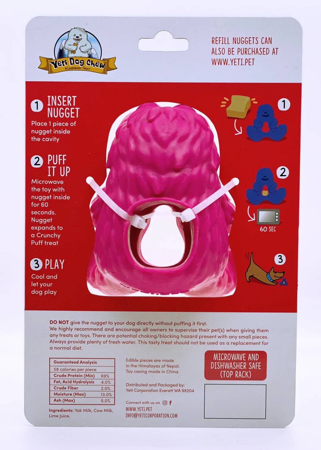 Yeti Dog Chew Puff & Play Treat Dispenser Pink