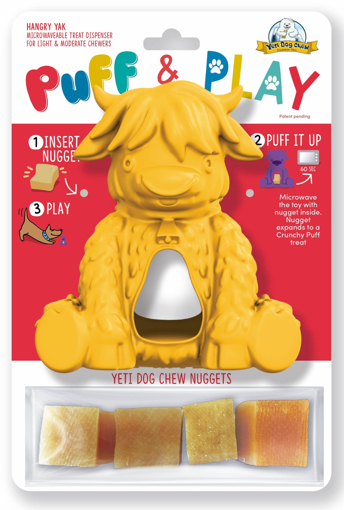 Yeti Dog Chew Puff & Play Treat Dispenser Yellow