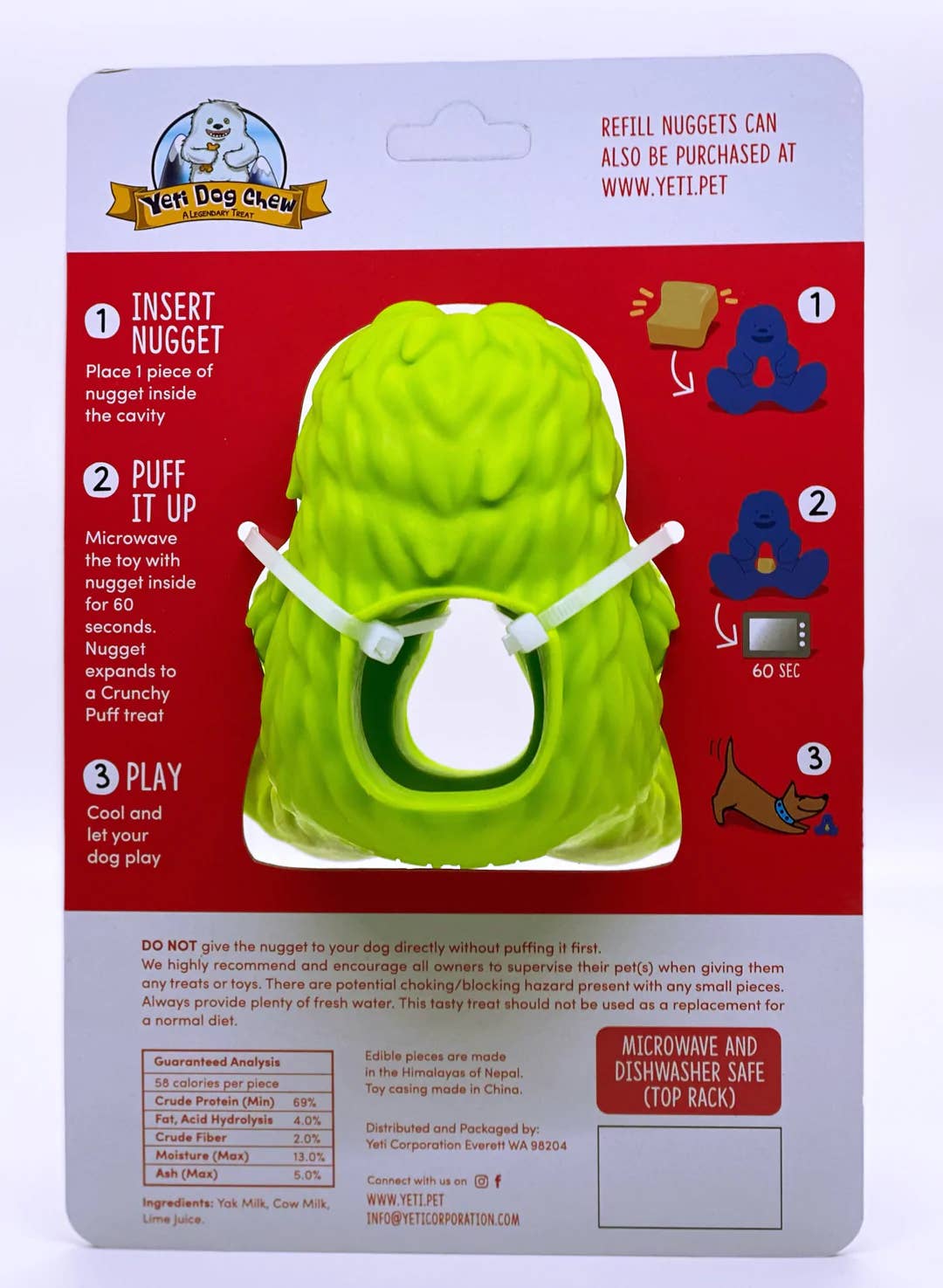 Yeti Dog Chew Puff & Play Treat Dispenser Green